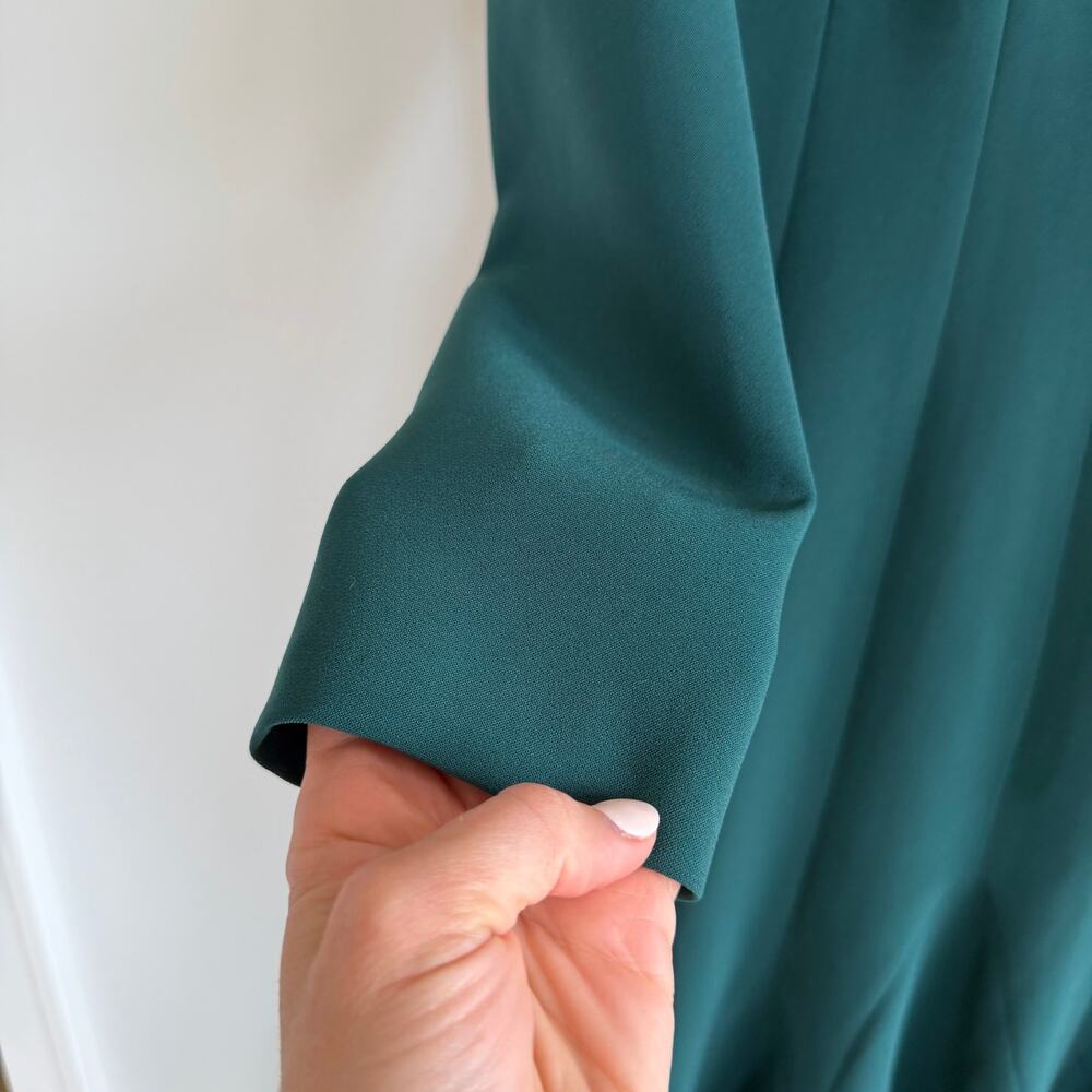 Carolina Herrera Crepe Pleated Midi Cocktail Dress Pine Green - Picture 6 of 12